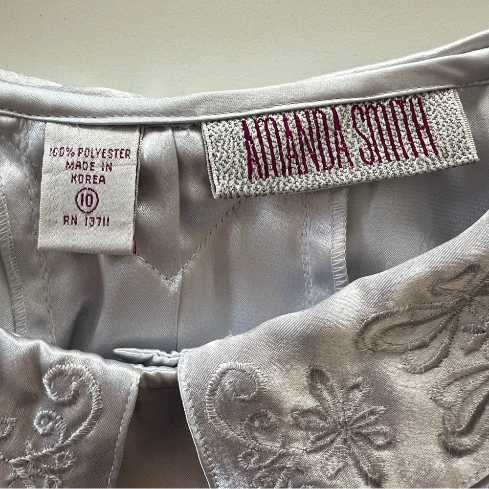 Vintage Amanda Smith Silver Satin Blouse - Picture 8 of 9